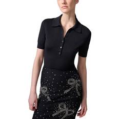 Silk Polo Shirts Carolina Herrera Short-Sleeve Silk-Blend Polo Shirt - Black