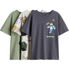 H&M Printed T-shirts 3-pack - Dark Grey/Minecraft (1117463034)