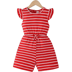Shein Young Girl Casual Striped Print Jumpsuit - Summer