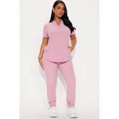 Work Clothing Sets Fashion Nova Stretch Scrub Uniform Jogger Set - Mauve