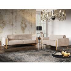 Fun-Möbel Valerie Beige Sofa 228cm 2Stk. 3-Sitzer, Zweisitzer