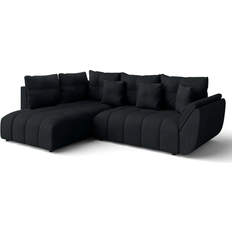 AX Living Couch With Bed Function Corleone Black L Shape Sofa 266cm 5 Seater