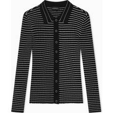 Emporio Armani Cardigans Emporio Armani Ribbed Cardigan Striped Button Down - Nerowhite