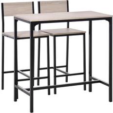 Homcom Industrial Design Natural Wood Finish Dining Set 45x89cm 3pcs