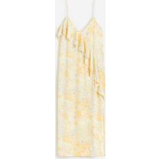 H&M Floral Flounce Detail Slip Dress - Light Yellow