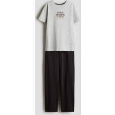 Boys - Cotton Night Garments H&M Cotton Jersey Pyjamas - Grey/Black