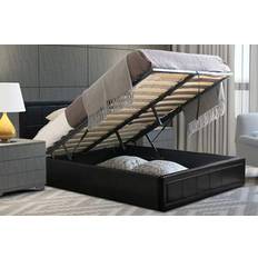 Home Treats Beds & Mattresses Home Treats Black Ottoman Storage Single Frame Bed