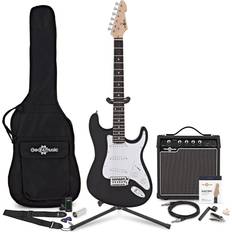 Gear4music La Electric Guitar + 15W Amplifier and Complete Accessories Set Black