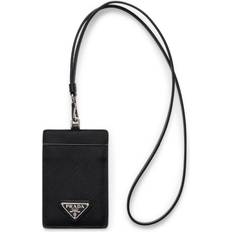 Porta biglietti da visita Prada Logo Saffiano Badge Holder Black