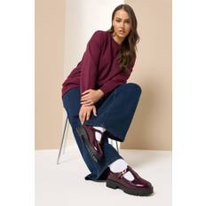 Rød Ballerinasko Yours Chunky Tbar Mary Janes Extra Wide Eee Fit - Burgundy