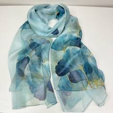 Ventilerande Halsdukar & Sjalar Temu Elegant 100% Scarf With Blue Floral Print - Lightweight