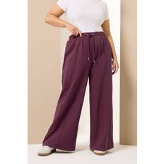 Yours Wide Leg Joggers Women's Curve Plus Size - Burgundy