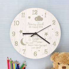 Personalised Memento Company Twinkle Shabby Chic Large Wooden White Wall Clock