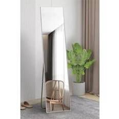 Living and Home Modern Slim Frame Silvery Full Length One Size Floor Mirror