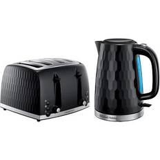 Russell Hobbs Honeycomb Black Kettle Toaster Set Bundle