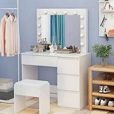 Yellow Dressing Tables 17 Stories Jaunell with Mirror 140cm H Dressing Table