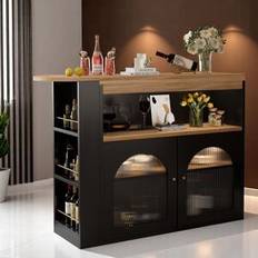 Liquor Cabinets on sale Fairmont Park 138cm Bar Black Liquor Cabinet