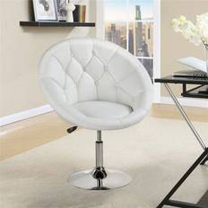 Padded Seat - White Bar Stools Yaheetech Upholstered Swivel Tufted Barrel Chair 71.5cm W X 149.86cm D Bar Stool