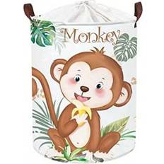 Laundry Baskets Shein 45L Green Palm Leaves Monkey Laundry Hamper