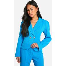 Flare Blazers boohoo Premium Textured Fitted Tailored Blazer - Azure