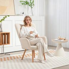 Homcom White Armchairs Homcom Upholstered Tufted Wingback Small Armchair