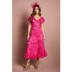 Wrap Dresses Coast Frill V Neck Jacquard Midaxi Wedding Guest Dress - Pink