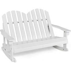 Schaukelstühle Costway Adirondack Schaukelsessel Kinder 2-Sitzer Holz 99.5 x 70 x 68 cm Weiß