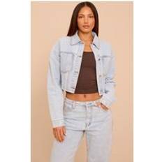 Cropped denim jacket PrettyLittleThing Balloon Sleeve Cropped Denim Jacket - Blue