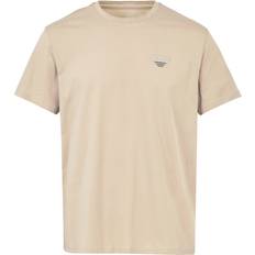 Armani Tops Armani Crew Neck T Shirt Embroidered Logo - Tan