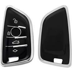 Tpu Car Key Cover Compatible BMW 3 Button - Black Silver