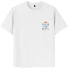 Shein 1pc Girls Printed Pullover White Short Sleeve T-Shirt, Student Young Casual Wear, Suitable For Beach Play