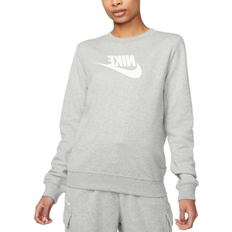 Nike Sportswear Club Fleece Women's Logo Crew Neck Sweatshirt - Dark Grey Heather/White