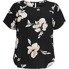 Only Carmakoma Carvika Short Sleeve Top - Black Florence Flower