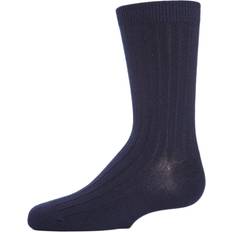 MeMoi Boy's Essential Ribbed Mercerized Cotton Crew Socks - Navy