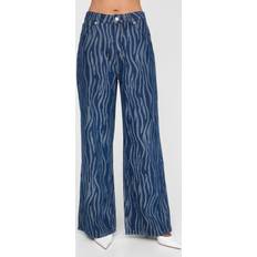 Zebra Trousers & Shorts Zebra Denim Jean Womens Going Out - Blue