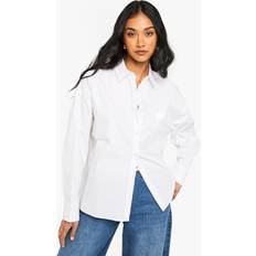 Pleats Tops boohoo Cotton Poplin Oversized Shirt - White