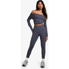 Fitness & Gym - Grey Leggings boohoo Sculpting Matte Slinky Waistband Legging - Grey
