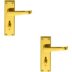 Door Handles Loops 2x Pair Straight Victorian Lever On Bathroom Backplate 150 x 43mm