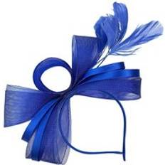 Polyester Hats SVNX Bow Shaped Fascinator with Satin Loops Feathers - Blue