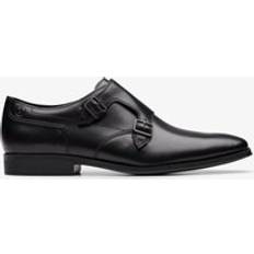 Men Monks Clarks Monk Standard Fit Leather Shoes - Black