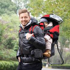 Red Child Carrier Backpacks Homcom Baby Hiking Backpack With Detachable Rain Cover