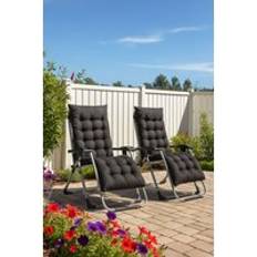 2pcs Black Zero Gravity Sun Lounger With Padded Cushions