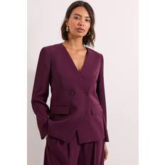 Red Blazers Dorothy Perkins V Neck Longline Double Breasted Blazer - Berry