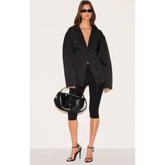 PrettyLittleThing Cocoon Sleeve Cinched Waist Pocket Blazer - Black