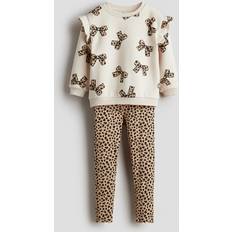 Andre sett H&M Jente 2-Delt Sett Med Sweatshirt Og Leggings - Leopardmønster/Sløyfer