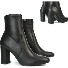 High Heel - Women Ankle Boots Essex Glam Ankle Boots High Rise Stretch Sock Shoes - Black