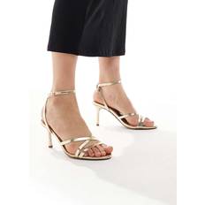 Women Heeled Sandals New Look Gold Crossover Strap Stiletto Heel Sandals - Gold