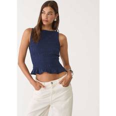 Blue Tank Tops Stradivarius Textured Top - Navy Blue