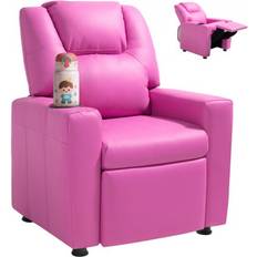 Armchairs VEVOR Kids Pu Leather Reclining Chair Pink
