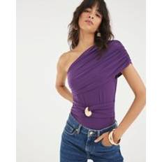 Women Bodysuits River Island Womens Purple Sleeveless Gold Trim Shawl Bodysuit